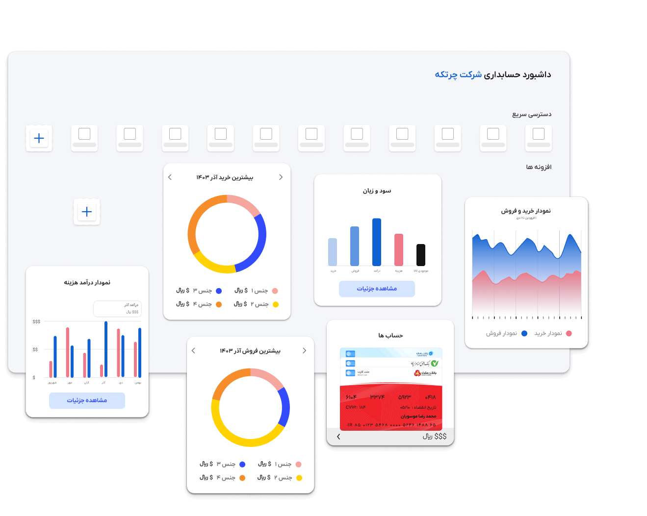 داشبورد نرم افزار حسابداری - خرید چرتکه